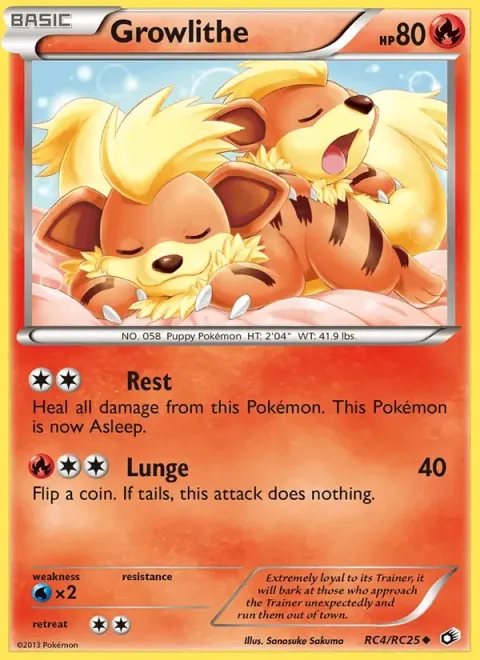 Carte Pokémon Caninos RC4/RC25, extension Trésors Légendaires (sortie anglaise)