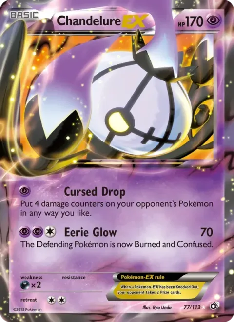 Carte Pokémon Chandelure-EX 077/113, extension Trésors Légendaires (sortie anglaise)