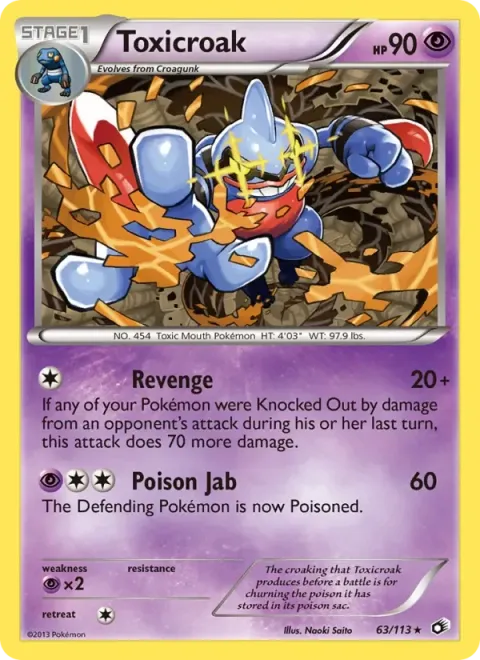 Carte Pokémon Coatox 063/113, extension Trésors Légendaires (sortie anglaise)