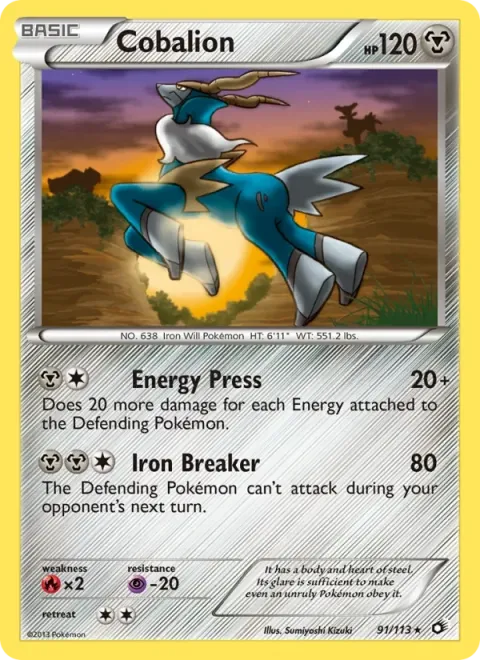 Carte Pokémon Cobaltium 091/113, extension Trésors Légendaires (sortie anglaise)