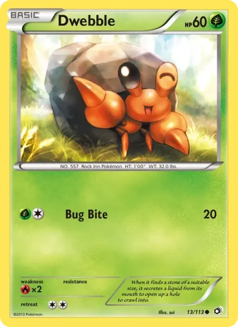 Carte Pokémon Crabicoque 013/113, extension Trésors Légendaires (sortie anglaise)