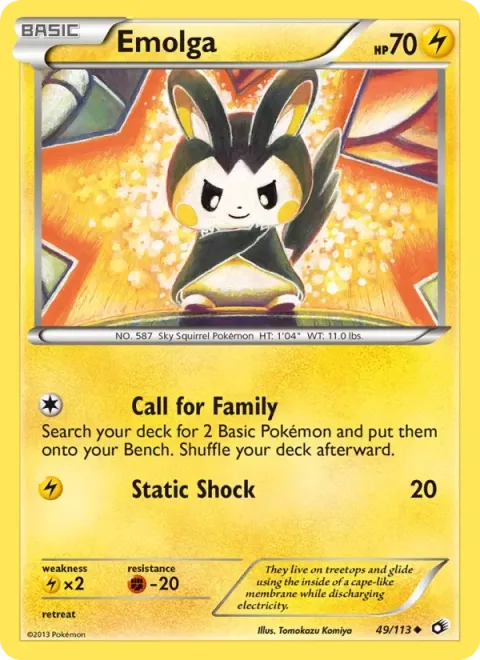 Carte Pokémon Emolga 049/113, extension Trésors Légendaires (sortie anglaise)