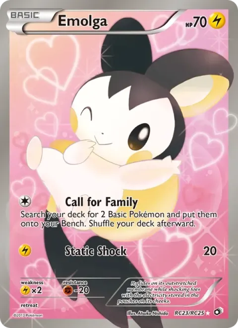 Carte Pokémon Emolga RC23/RC25, extension Trésors Légendaires (sortie anglaise)
