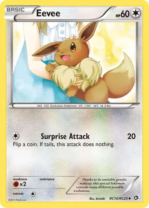 Carte Pokémon Évoli RC14/RC25, extension Trésors Légendaires (sortie anglaise)