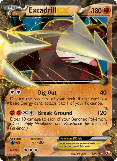 Carte Pokémon Excadrill-EX 082/113, extension Trésors Légendaires (sortie anglaise)