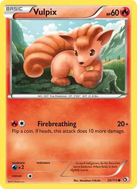 Carte Pokémon Goupix 020/113, extension Trésors Légendaires (sortie anglaise)
