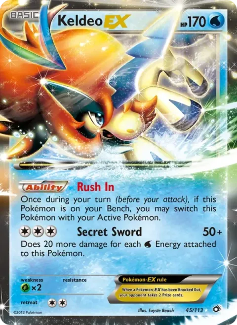 Carte Pokémon Keldeo EX 045/113, extension Trésors Légendaires (sortie anglaise)