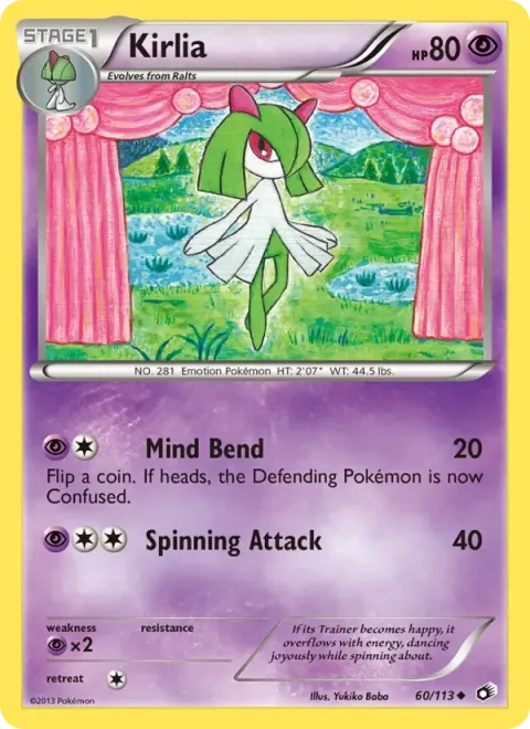 Carte Pokémon Kirlia 060/113, extension Trésors Légendaires (sortie anglaise)