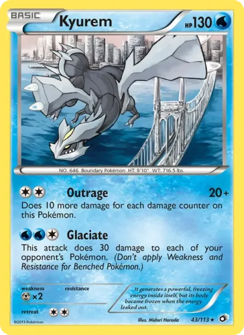 Carte Pokémon Kyurem 043/113, extension Trésors Légendaires (sortie anglaise)