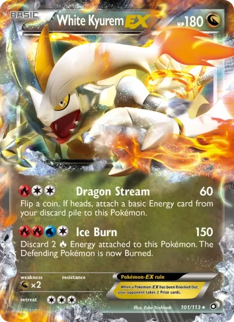 Carte Pokémon Kyurem Blanc EX 101/113, extension Trésors Légendaires (sortie anglaise)