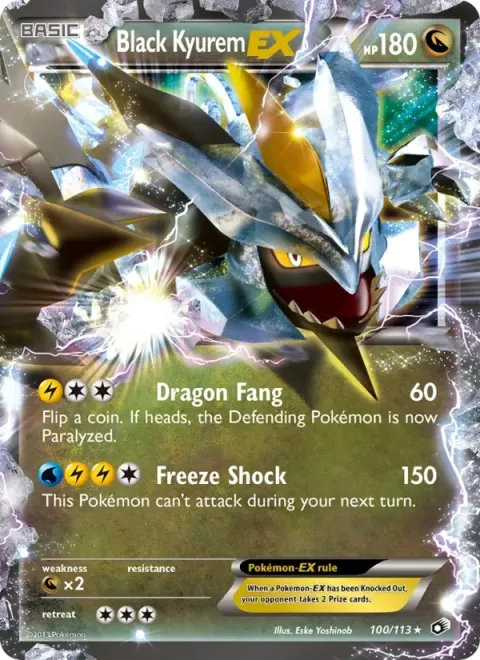 Carte Pokémon Kyurem Noir-EX 100/113, extension Trésors Légendaires (sortie anglaise)