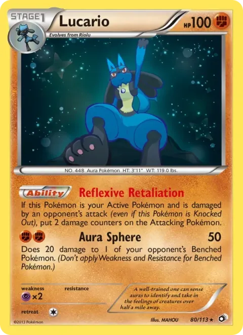 Carte Pokémon Lucario 080/113, extension Trésors Légendaires (sortie anglaise)
