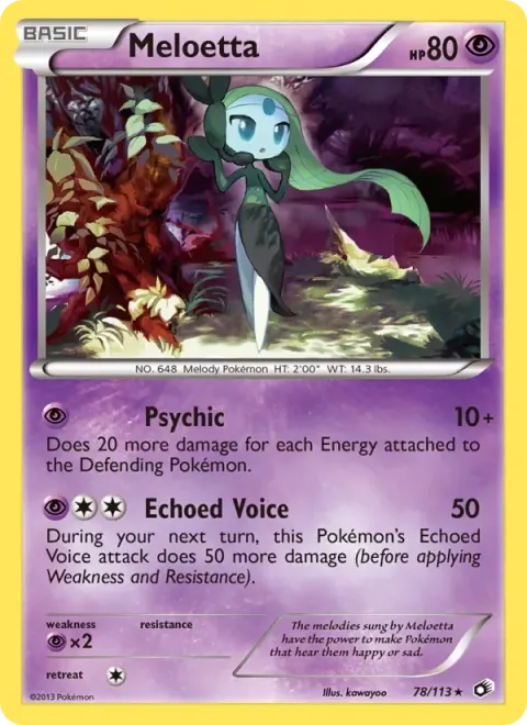 Carte Pokémon Meloetta 078/113, extension Trésors Légendaires (sortie anglaise)