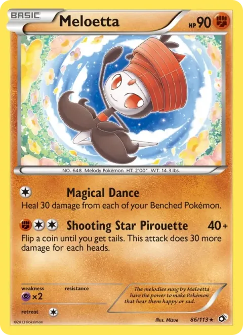 Carte Pokémon Meloetta 086/113, extension Trésors Légendaires (sortie anglaise)