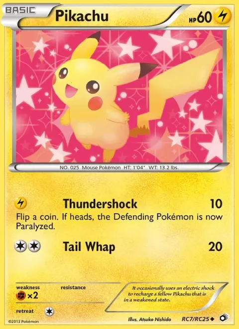 Carte Pokémon Pikachu RC7/RC25, extension Trésors Légendaires (sortie anglaise)