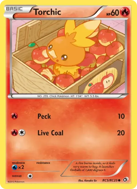 Carte Pokémon Poussifeu RC5/RC25, extension Trésors Légendaires (sortie anglaise)
