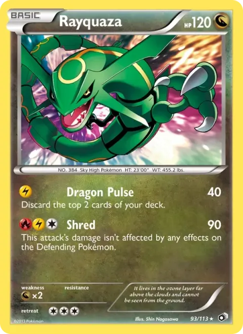 Carte Pokémon Rayquaza 093/113, extension Trésors Légendaires (sortie anglaise)