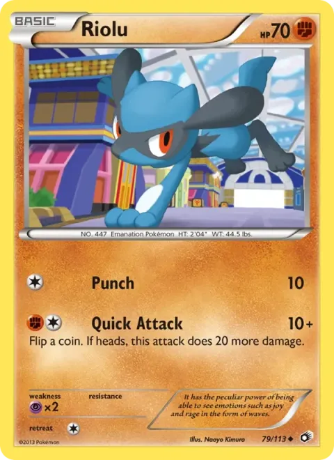 Carte Pokémon Riolu 079/113, extension Trésors Légendaires (sortie anglaise)