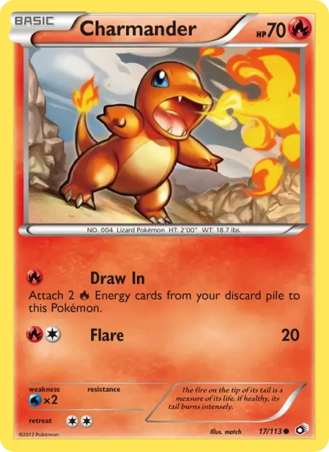 Carte Pokémon Salamèche 017/113, extension Trésors Légendaires (sortie anglaise)