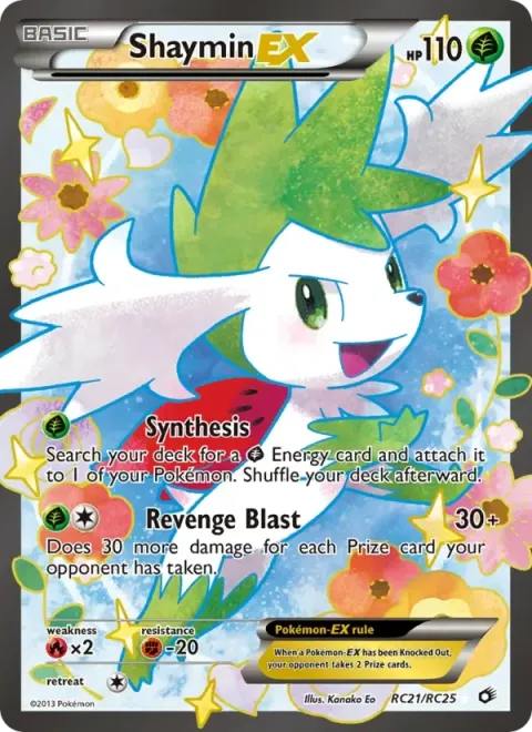 Carte Pokémon Shaymin-EX RC21/RC25, extension Trésors Légendaires (sortie anglaise)