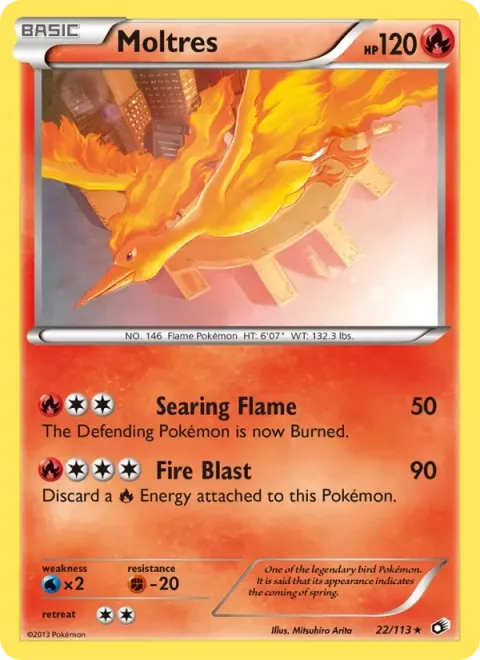Carte Pokémon Sulfura 022/113, extension Trésors Légendaires (sortie anglaise)
