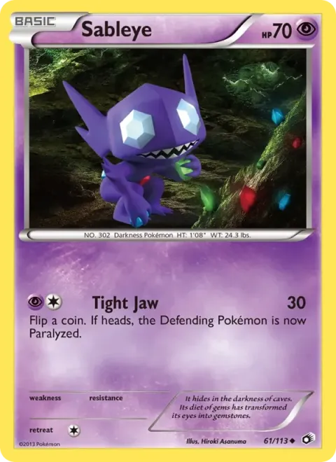 Carte Pokémon Ténéfix 061/113, extension Trésors Légendaires (sortie anglaise)