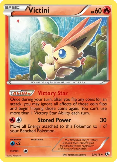 Carte Pokémon Victini 023/113, extension Trésors Légendaires (sortie anglaise)
