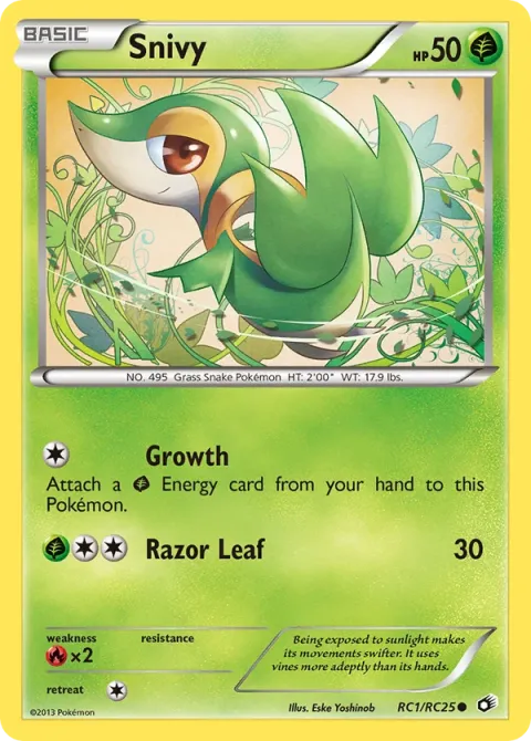 Carte Pokémon Vipélierre RC1/RC25, extension Trésors Légendaires (sortie anglaise)