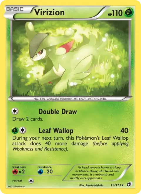 Carte Pokémon Viridium 015/113, extension Trésors Légendaires (sortie anglaise)