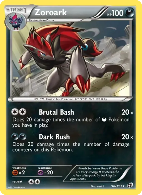 Carte Pokémon Zoroark 090/113, extension Trésors Légendaires (sortie anglaise)