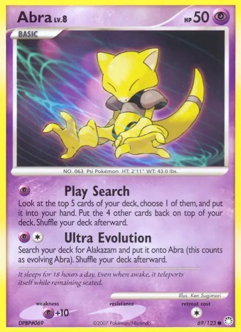 Carte Pokémon Abra 069/123, extension Trésors Mystérieux