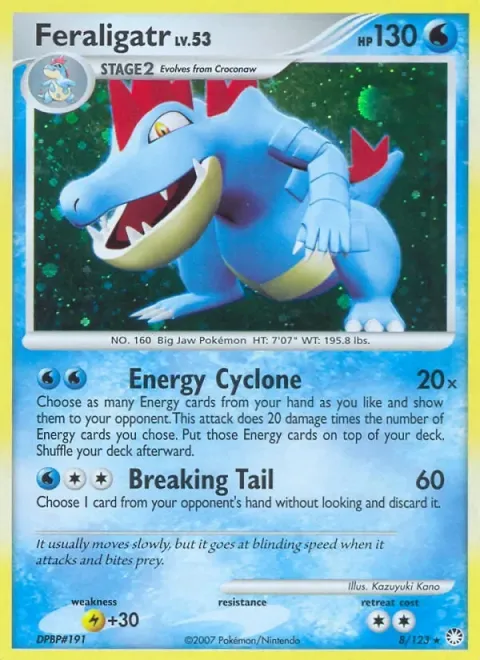 Carte Pokémon Aligatueur 008/123, extension Trésors Mystérieux