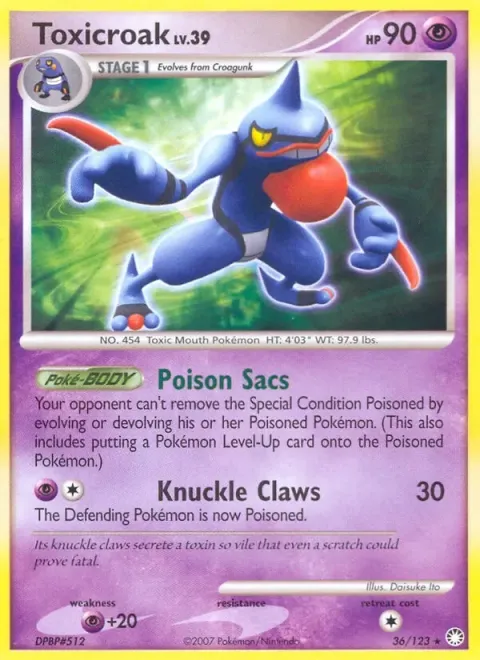 Carte Pokémon Coatox 036/123, extension Trésors Mystérieux