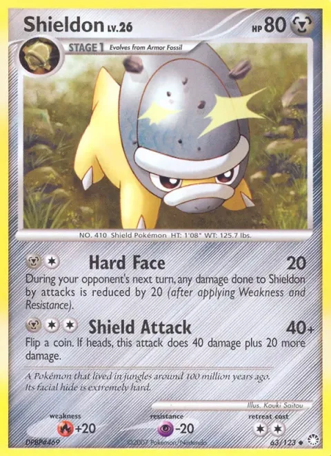 Carte Pokémon Dinoclier 063/123, extension Trésors Mystérieux