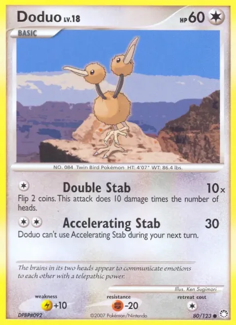 Carte Pokémon Doduo 080/123, extension Trésors Mystérieux