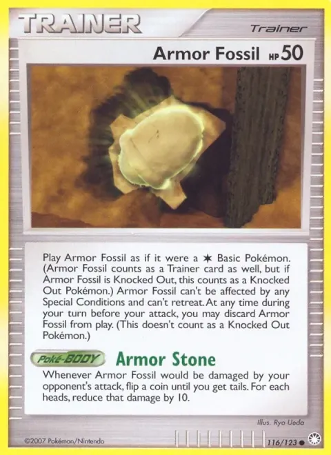 Carte Pokémon Fossile Armure 116/123, extension Trésors Mystérieux