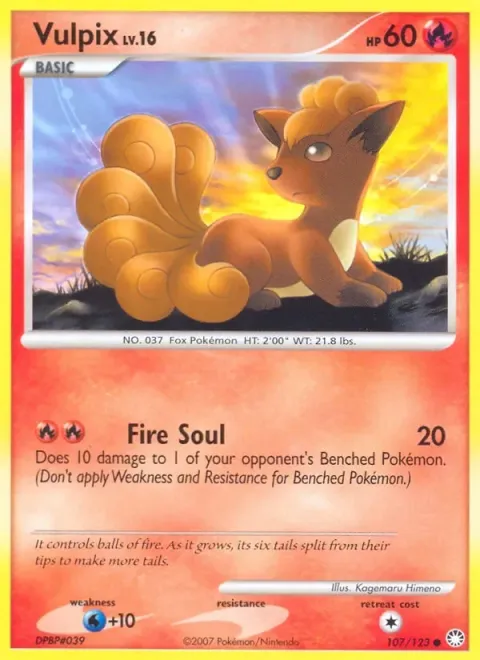 Carte Pokémon Goupix 107/123, extension Trésors Mystérieux