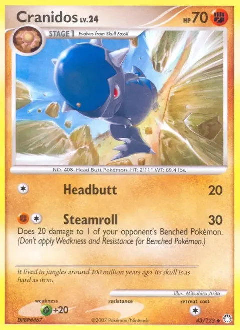 Carte Pokémon Kranidos 043/123, extension Trésors Mystérieux
