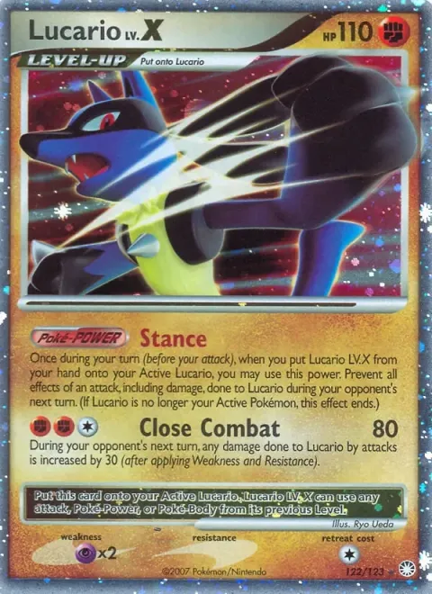 Carte Pokémon Lucario 122/123, extension Trésors Mystérieux