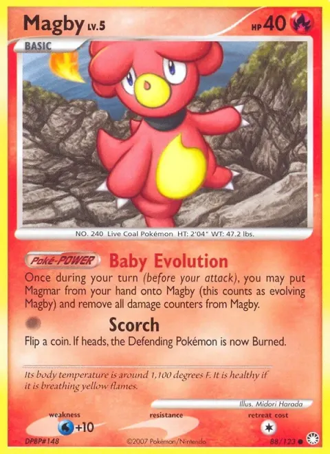 Carte Pokémon Magby 088/123, extension Trésors Mystérieux