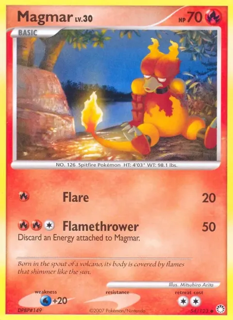 Carte Pokémon Magmar 054/123, extension Trésors Mystérieux