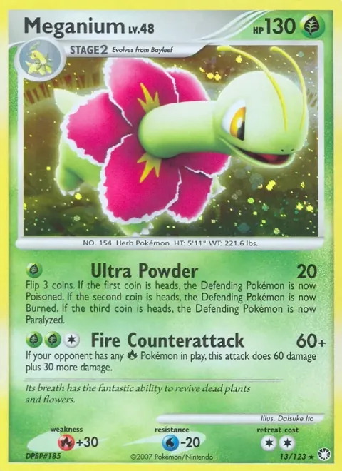 Carte Pokémon Méganium 013/123, extension Trésors Mystérieux