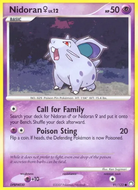 Carte Pokémon Nidoran♀ 091/123, extension Trésors Mystérieux