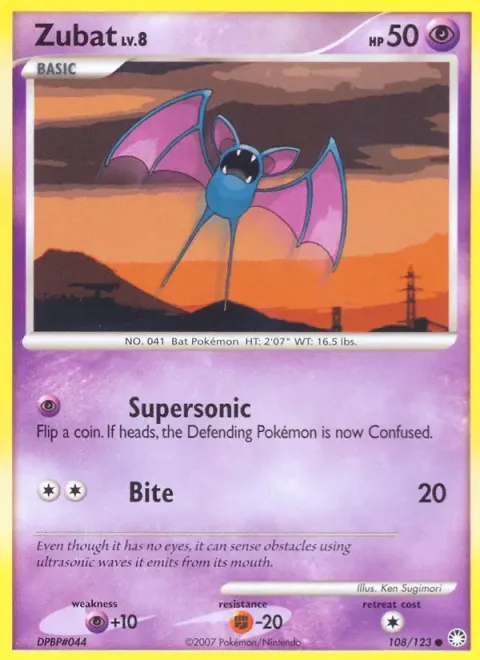 Carte Pokémon Nosferapti 108/123, extension Trésors Mystérieux