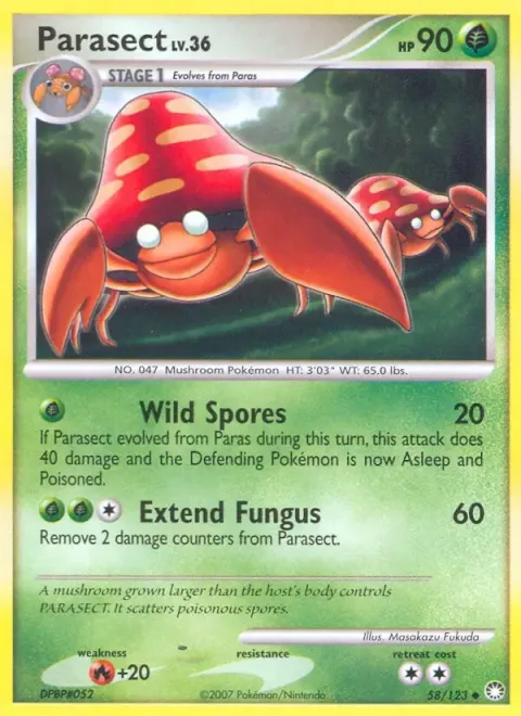 Carte Pokémon Parasect 058/123, extension Trésors Mystérieux