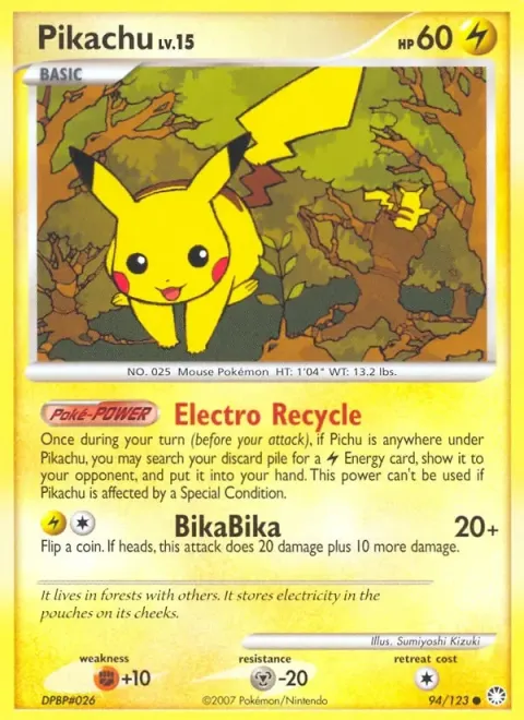 Carte Pokémon Pikachu 094/123, extension Trésors Mystérieux