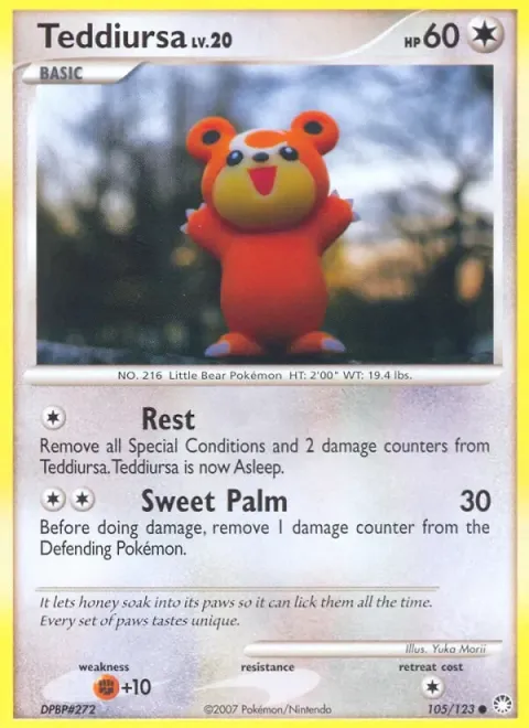 Carte Pokémon Teddiursa 105/123, extension Trésors Mystérieux