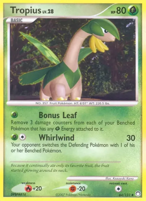 Carte Pokémon Tropius 064/123, extension Trésors Mystérieux