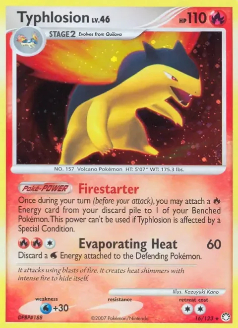 Carte Pokémon Typhlosion 016/123, extension Trésors Mystérieux