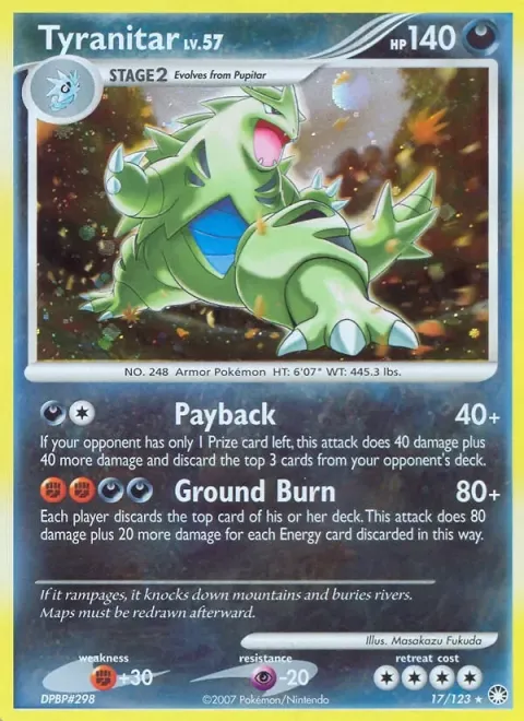 Carte Pokémon Tyranocif 017/123, extension Trésors Mystérieux
